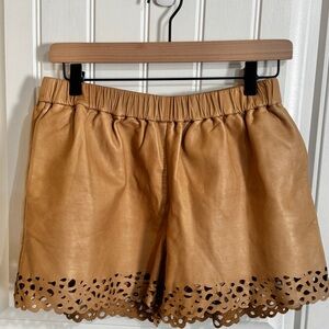 Diane von Furstenberg Leather Shorts Laser Cut Hem Size L